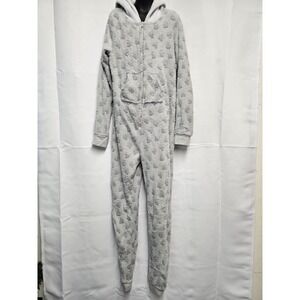 Rene Rofe Girls cat-face hooded fleece one piece pajamas-Child Size L (10/12)
